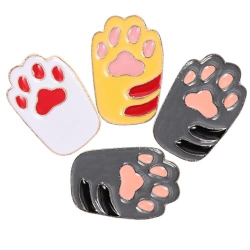 FRCOLOR 4 Stück Teiliges Cartoon Katzenpfoten Broschen aus Robuster Legierung Dekorative Anstecknadeln für Kleidung und Rucksäcke Kompakt Stilvoll für Freunde von FRCOLOR