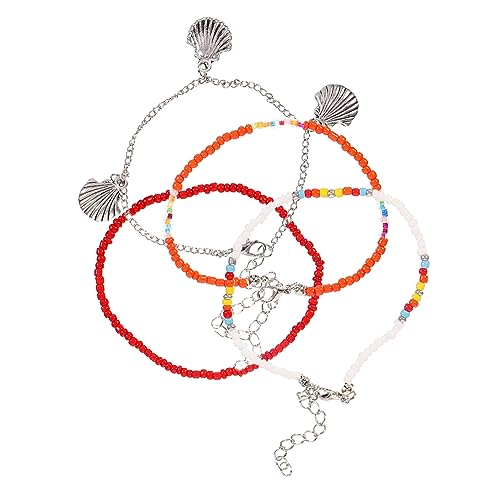 FRCOLOR 4 Stück Teiliges Damen Fußkettchen mit Verstellbaren Ankle Bracelets Anhänger für Strandpartys Festivals Tägliches Minimalistisches Design für Stilvolle Frauen von FRCOLOR