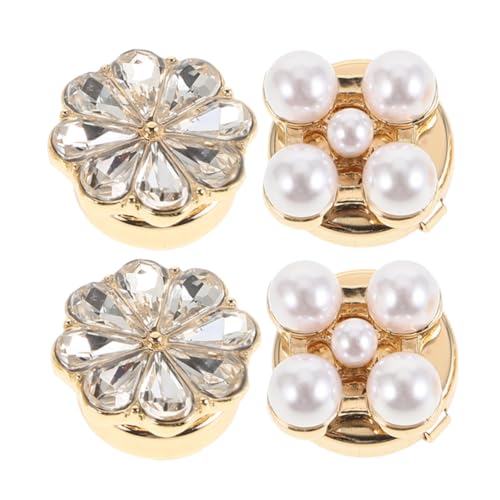 FRCOLOR 4 Stück Teiliges Damen Knopf Manschetten mit Funkelnden Strasssteinen Blumen Designs Dekorative Abdeckungen für Hemdknöpfe Veredelung für Blusen und Kleider von FRCOLOR