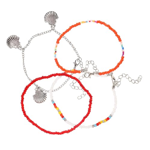 FRCOLOR 4 Stück Teiliges Fußkettchen für Damen Verstellbare Boho Fußketten mit Anhänger Modischer Schmuck für Teenager für Strandpartys Festivals von FRCOLOR