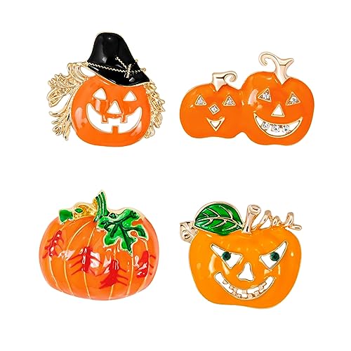FRCOLOR 4 Stück Teiliges Halloween Cartoon Anstecknadeln Legiertem Kürbis Broschen für Langlebige und Dekorative Brustnadeln für Party und Alltag von FRCOLOR
