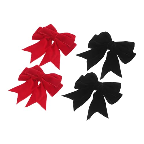FRCOLOR 4 Stück Teiliges Kleine Haarschleifen für Mädchen Stilvolle Haarklammern aus Velours und Eisenlegierung Sichere Clips für Modischer Haarschmuck Rot und Schwarz Geeignet für von FRCOLOR