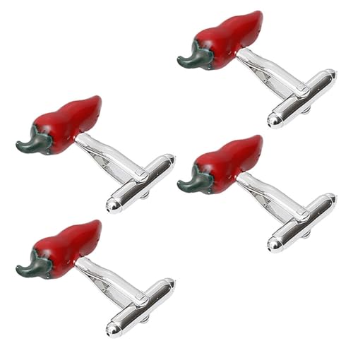FRCOLOR 4stücke Manschettenknöpfe in Chili-pfeffer-form Kreativ Echt Wirkend Für Herrenhemden Modisches Accessoire Metallknöpfe Für Business Und Party von FRCOLOR