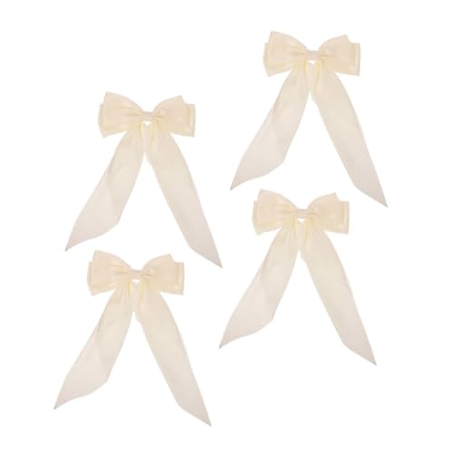 FRCOLOR 4 Stück Teiliges Lange Haarspangen mit Schleifendesign Sanfte Stoff Haarclips mit Federmechanismus Elegante Haarschleifen für Frauen und Mädchen Festliche und Alltägliche von FRCOLOR