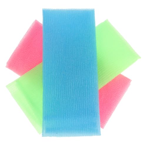 FRCOLOR 4 Stück Teiliges Langes Peeling Nylon Badetuch für Körperpflege Sanftes Exfolieren Schnelltrocknend für Reisen Gemischten Farben von FRCOLOR