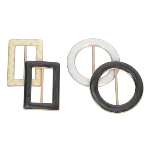 FRCOLOR 4 Stück Teiliges Metall Schalclips und T Shirt Klammern Runde und Eckige Clips in Schwarz und Weiß Zuverlässige Knotenhalter für Kleidungsecken Halter für Tücher Hüte Gürtel von FRCOLOR