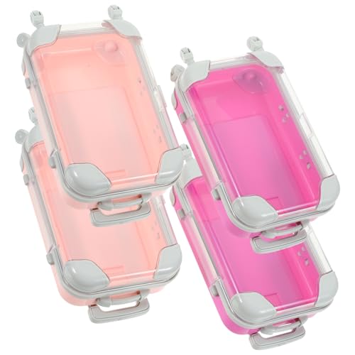 FRCOLOR 4 Stück Teiliges Mini Make Up Koffer Tragbarer Kosmetikkoffer mit Griff Kompakter Makeup Organizer für Reisen Aufbewahrung von Beauty Tools für Damen und Mädchen von FRCOLOR