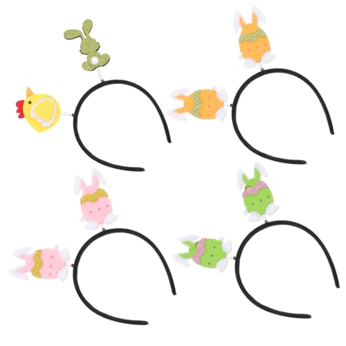 FRCOLOR 4 Stück Teiliges Ostern Themen Haarband Cartoon Muster Dekorative Haarreifen für Süße Eier Häschen Design Ostern Partys von FRCOLOR