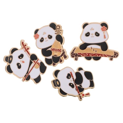 FRCOLOR 4 Stück Teiliges Panda Broschen Chinesischer Stil mit Musikinstrumenten Emaille Anstecknadeln Langlebige Legierung Leichte Dekorative Pins für Pullover Hemden Taschen und Hüte von FRCOLOR