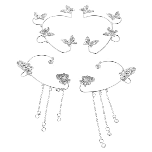 FRCOLOR 4 Stück Teiliges Schmetterling mit Strassbesatz Ohrclips ohne Piercing Modische Ohrklemmen für Damen für Hochzeiten Partys und Besondere Anlässe von FRCOLOR