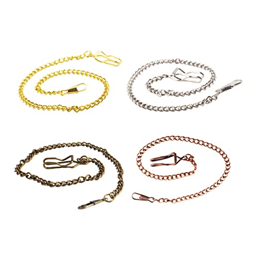 FRCOLOR 4 Stück Teiliges Taschenuhrenketten Metall Uhrenkette für Herren Jeans Gürtel Vintage Stil Robust Langlebig mit Praktischer Verschlussfunktion in Gold Silber Rot Bronze von FRCOLOR