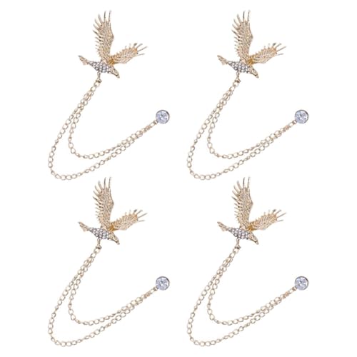 FRCOLOR 4 Stück Teiliges Tierdesign Broschen für Männer und Frauen Anstecknadeln mit Kette Legierung und Strass für Anzüge Mäntel und Besondere Anlässe von FRCOLOR