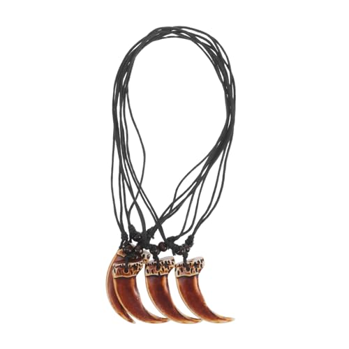 FRCOLOR 4stücke Anhänger Mit Kunstzahn-design Aus Trendige Halskette Für Damen Verstellbare Schwarze Wachskordel Unisex-schmuck Für Freizeit Und Reisen von FRCOLOR