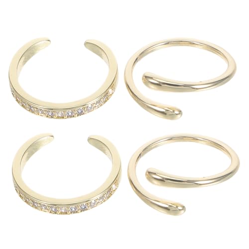 FRCOLOR 4 Stück Teiliges Verstellbares Zehenring Set für Damen Offener Ring mit Funkelnden Strasssteinen Leichtes Fußschmuck Accessoire Atmungsaktiv und Langlebig für Sommer Strand und von FRCOLOR
