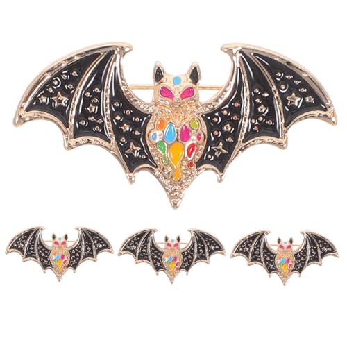 FRCOLOR 4 Stück Teiliges Vintage Fledermaus Broschen aus Langlebiger Legierung Vielseitige Retro Halloween Anstecknadeln Modische Vampir Schmuckklammern für Schals Jacken Schuhe Unisex von FRCOLOR