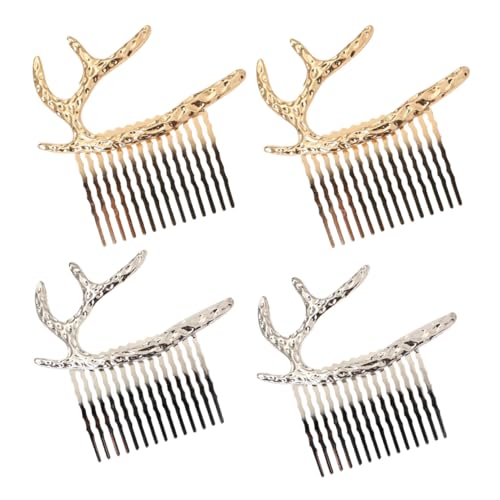 FRCOLOR 4 Stück Teiliges Weihnachts Rentiergeweih-form Haarschmuck Vintage Silber und Gold für Mädchen Damen Festliche Party Accessoires von FRCOLOR