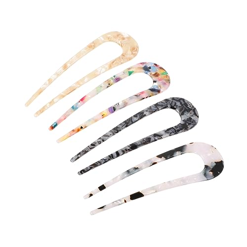 FRCOLOR 4 Stück U-förmige Haarnadel Aus Acetat Chignon Für Frauen U-förmige Haargabeln Chinesischen Haar Sticks Französische Haarspangen Retro Buch Marker Stift Essigsäure Anmut Fräulein von FRCOLOR