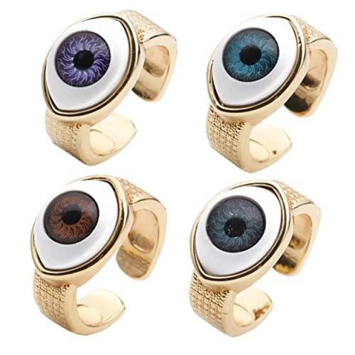 FRCOLOR 4stücke -augen-ringe Aus Kupfer Für Männer Und Frauen Verstellbare Offene Ringe Für Partys Hochzeiten Und Alltag Trendiger Schmuck von FRCOLOR