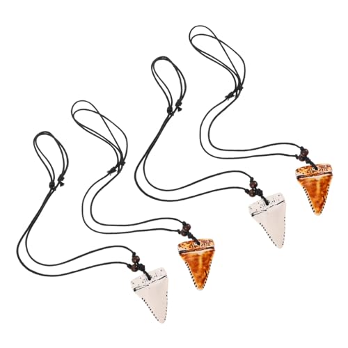 FRCOLOR 4 Stück Verstellbare Haifischzahn Halskette für Herren Hawaiianischer Strandanhänger aus Kleines Küstenschmuckstück mit Geschnitztem Knochen-design Surfer Schmuck für Abenteuer und von FRCOLOR