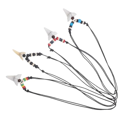 FRCOLOR 4 Stück Verstellbare Haifischzahn Halskette für Herren Robuster Surfer Schmuck mit Echtem Zahn Anhänger Leichter maritimer Stil für Strand und Outdoor Abenteuer von FRCOLOR