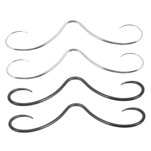 FRCOLOR 4 Stück Verstellbarer Edelstahl Septum Nasenring Teiliges mit Schnurrbart Design Unisex Nasenpiercing Schmuck für Damen und Herren Komfortabler Langlebiger Körperschmuck von FRCOLOR