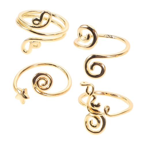 FRCOLOR 4 Stück Verstellbares Zehenring Set Damen Teilig Goldfarben mit Funkelndem Zirkonia Offene Fußringe Schmuck für Sommer Strand Styles von FRCOLOR
