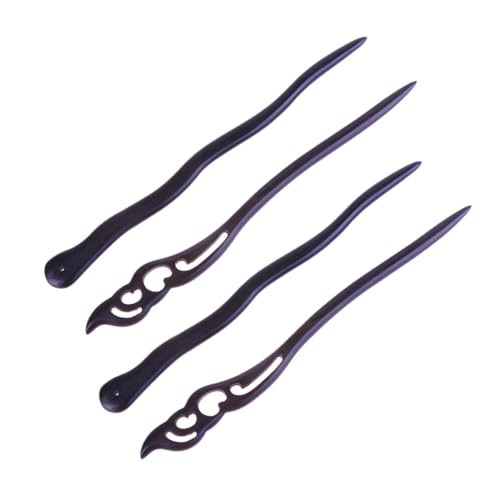 FRCOLOR 4 Stück Vintage Haarnadeln Sandelholz Haarnadel Für Frauen Mädchen Retro Haarschmuck Handgemachtes Ebenholzhaar Schlichtes Design Für Den Täglichen Gebrauch von FRCOLOR