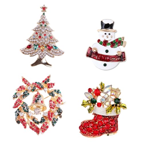 FRCOLOR 4stücke Weihnachtsbroschen Kreative Themenparty-anzugnadeln Glänzend Für Kleidung Schals Hüte Weihnachtsfeiern von FRCOLOR