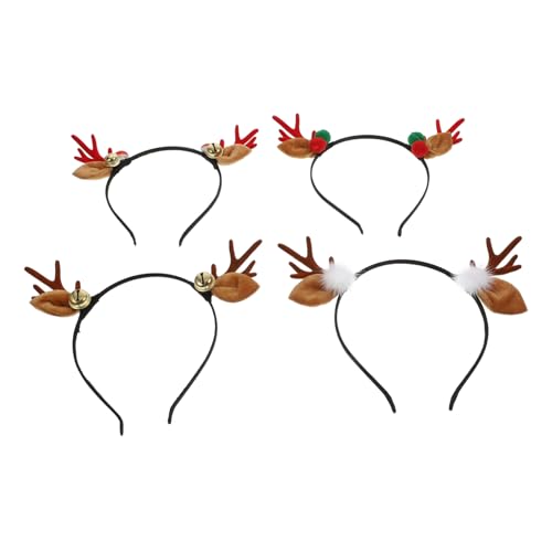 FRCOLOR 4stücke Weihnachts-haarreifen Mit -geweih Und Pompons Niedliche Kostüm-haaraccessoires Für Feiertagsfeiern Und Fotorequisiten von FRCOLOR