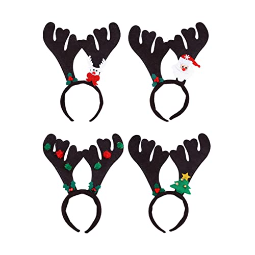 FRCOLOR 4 Stück Weihnachtsgeweih Stirnband Kostüm Zwerge Rentiergeweih Kopfbedeckung Ratte Haarreif Aus Hirschgeweih Party-haarreif Schöner Haarreif Geweih Haarreifen Stoff von FRCOLOR
