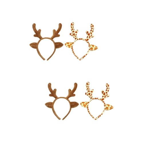 FRCOLOR 4 Stück Weihnachtsgeweih Stirnband Weihnachtshirschgeweih Stirnband Urlaub Stirnbänder Verzierte Stirnbänder Für Damen Stirnband Aus Hirschhorn Weihnachtsgeweih Kopfschmuck Stoff von FRCOLOR