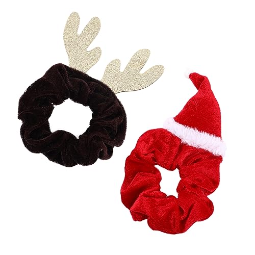 FRCOLOR 4 Stück Weihnachtshaargummi Mädchen Weihnachten Haargummi Haarseile weihnachtshaarspangen weihnachts haarspangen kopfschmuck Weihnachtshaarbänder Weihnachtshaarringe Flanell von FRCOLOR