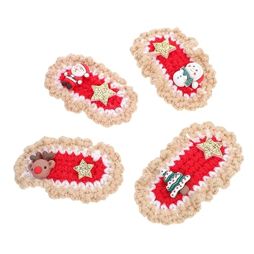 FRCOLOR 4stücke Teiliges Weihnachts-haarspangen Lustige Gestrickte Haarklammern Für Und Mädchen Für Festliche Anlässe Und Weihnachtsfeiern Und Langlebig von FRCOLOR