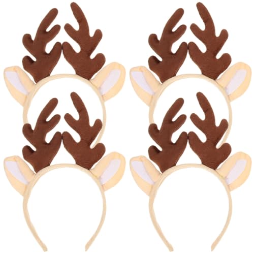 FRCOLOR 4 Stück Weihnachtsstirnband Weihnachts-Rentier-Stirnbänder Weihnachtsstirnbänder für Mädchen weihnachts verkleidung weihnachtsassesoires Weihnachtsgeweih Stirnband frauen stirnband von FRCOLOR