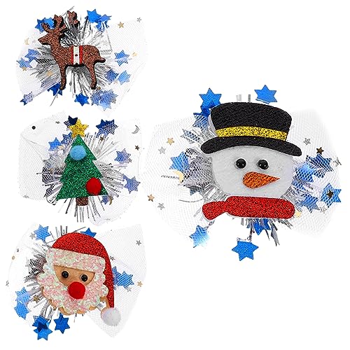FRCOLOR 4stücke Haarspangen Weihnachten Haarnadeln Für Mädchen Damen Haarschmuck Weihnachtshaarspangen Süße Haarspangen Kleine Weihnachtshaarnadeln von FRCOLOR