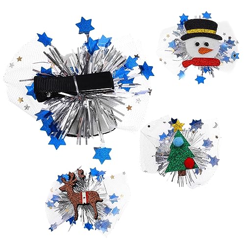 FRCOLOR 4 Stück haarschmuck haarspangen set haarschmuck abschlussball Frohe Weihnachten Haarspangen Haarklammer weihnachtsdeko Weihnachts-Haarschmuck Haardekoration Schmiedeeisen von FRCOLOR