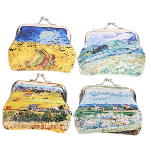 FRCOLOR 4Stücke Tragbare Kosmetiktasche für Damen Dekorative Clutch Münztäschchen Slim Federmäppchen Handy und Kartenaufbewahrung für Festivals und Ausflüge von FRCOLOR