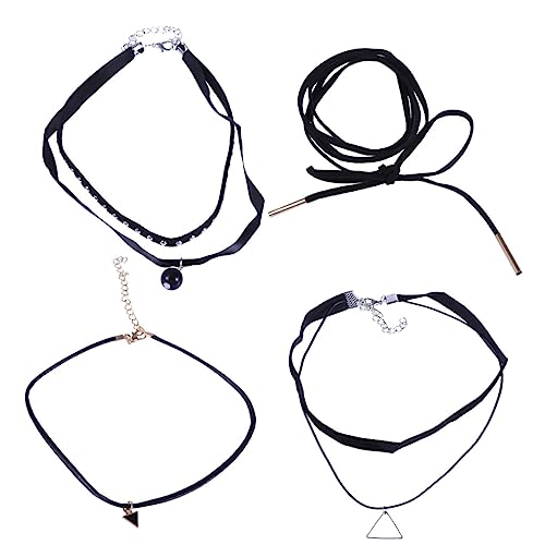 FRCOLOR 4stücke Teiliges Choker-halsketten-set Dehnbarer Charm-spitzen-choker Für Teenager Mädchen Und Frauen Größenverstellbar Mit Verschluss Und Verlängerung Modisches Design Für von FRCOLOR