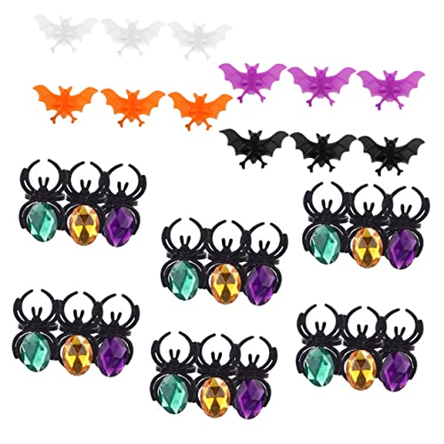 FRCOLOR 40 Stück Teiliges Halloween Ringe Set Bunte Bat und Spider Ringe für Partydekoration und Feierlichkeiten Tragbar Halloween Accessoires von FRCOLOR