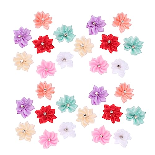 FRCOLOR 40st Blumenbeete Schäbige Blumen Kleidungsapplikationen Flores Bandblumen Zum Nähen Blumeneisen Auf Flecken Diy Floral Stirnband Chiffon Stoff Blumen Schleife Schuhe Und Hüte Baby von FRCOLOR