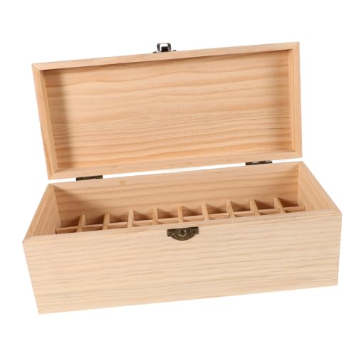 FRCOLOR 40gitter Holzbox Für Ätherische Öle Mit Fächern Aufbewahrungsbox Aus Kiefernholz Für Ölflaschen Organizer Für Parfümflaschen Und Duftöle Geeignet Für Heim Und Spa-nutzung von FRCOLOR