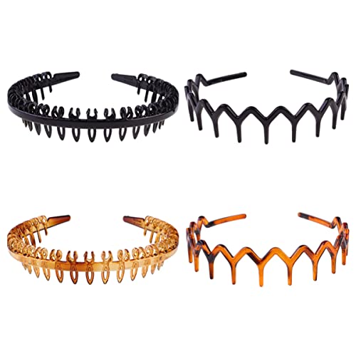 FRCOLOR 4 Stück Vintage Anti-rutsch-stirnband Zick-zack-stirnband Zahnhaarband Make-up Stirnband Zweig Haarband Haar Bands Kamm Stirnband Frauen Plastikkamm Männer Und Frauen Rutschfest von FRCOLOR