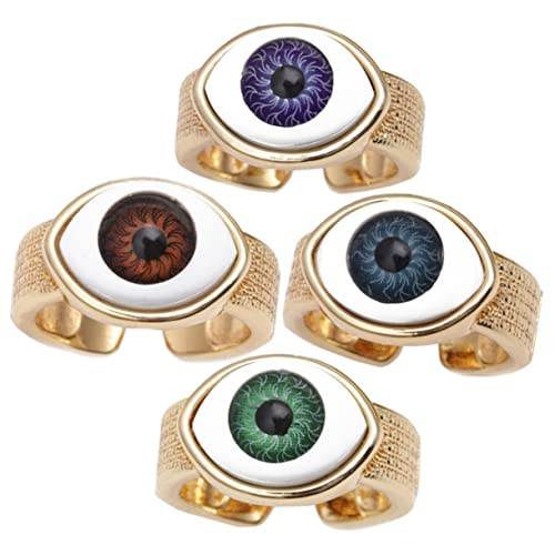 FRCOLOR 4stücke -augen- Mit Augapfel Für Und Frauen Kupfer Verstellbarer Offener Gothic-punk-schmuck Für Alltag Und Partys von FRCOLOR