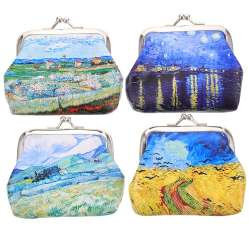 FRCOLOR 4stücke Damen Münzbörse Mit Vintage- Kleine Geldbörse Für Münzen Schlüssel Und Karten Für Reisen Shopping Und Alltag von FRCOLOR