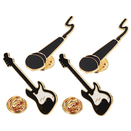 FRCOLOR Gitarre Mikrofon Brosche Pin 4 Stück Legierung Anstecker für Frauen Dekorative Broschen für Kleidung Taschen Mützen Style von FRCOLOR