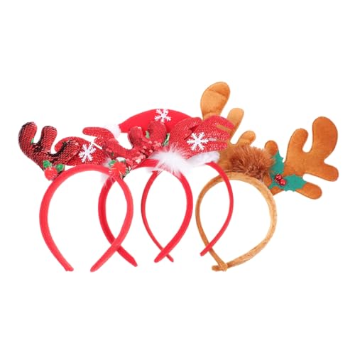 FRCOLOR Weihnachtsdeko 4 Stück Weihnachts-stirnband Party-haar-accessoire Für Erwachsene Jungen Und Mädchen Rentier-geweih-hut Stirnband von FRCOLOR