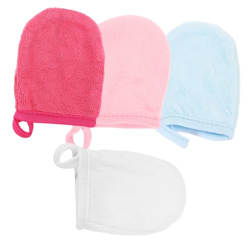 FRCOLOR 4stücke Gesichtswaschhandschuhe Aus Mikrofaser Für Gesichtsreinigung Make-up Entferner Wiederverwendbar Für Hause Und Unterwegs von FRCOLOR