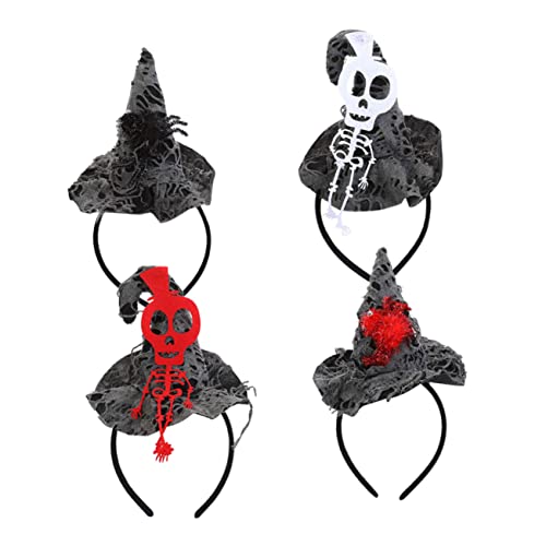 FRCOLOR 4stücke Halloween Haarreifen Mit Schädelmuster Dekorative Haarbänder Für Kostümpartys Cosplay Und Festliche Anlässe Schwarz Mit Spinnen Rot Und Weiß Mit Skeletten von FRCOLOR