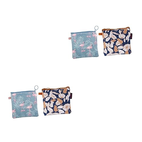 FRCOLOR 4stücke Handgefertigte Aufbewahrungstasche Für Damenbinden Und Münzen Leichte Und Hygienebeutel Oxford Und Alltag Stilvolles Design Mit Kaffeeblättern Und Flamingo-Muster von FRCOLOR