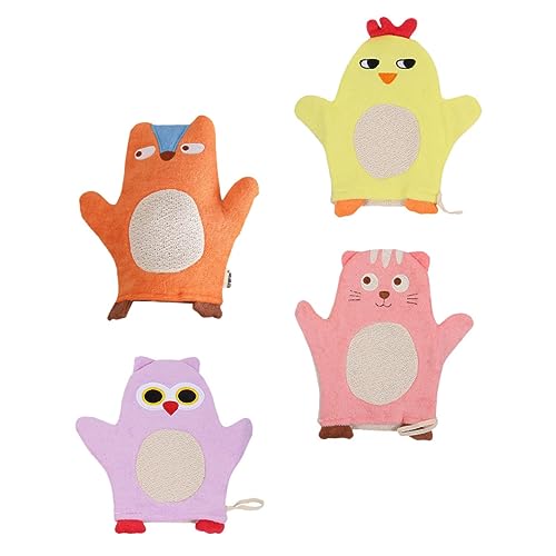 FRCOLOR 4stücke Junge Mädchen-badehandschuhe Mit Tierdesign Weiche Und Sanfte Waschglocken Für Bad Lustige Cartoon-handschuhe Für Babyhaut Für Zuhause Und Reisen von FRCOLOR